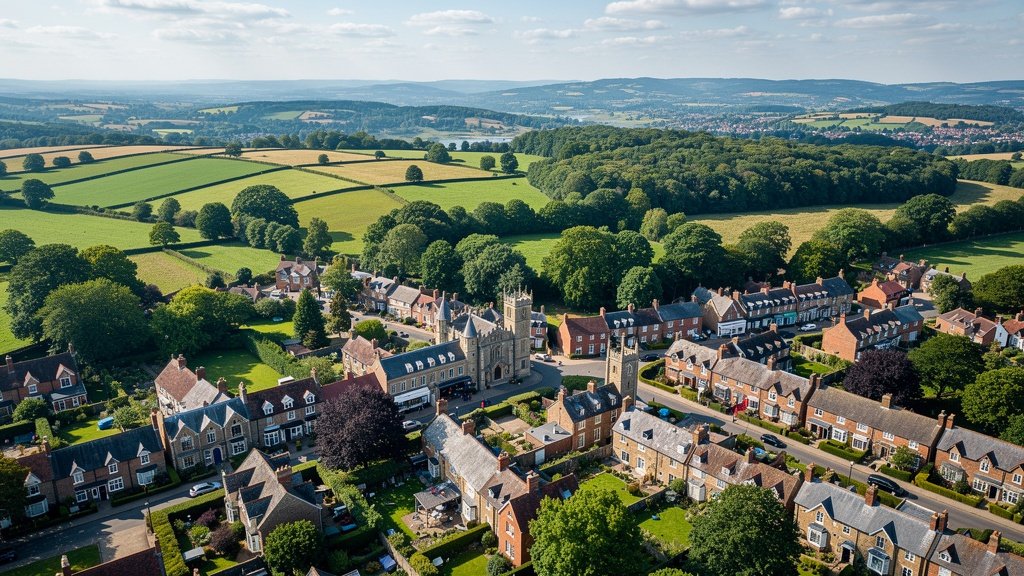 Aerial view of Crowborough and Ashdown Forest East Sussex countryside