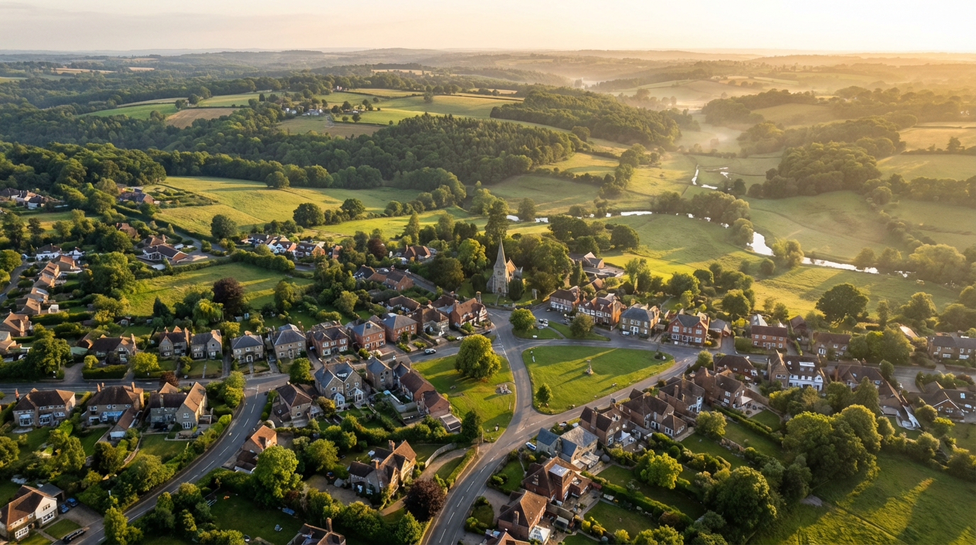 Aerial view of Crowborough, East Sussex – the base for Crowborough Surveyor's coverage area